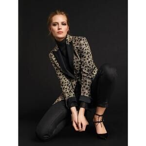 NEW $795 Luisa Cerano Jacquard Star Print Jacket 6